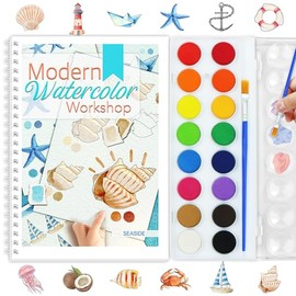 Libro Acuarela para Principiantes Set de Arte Playa