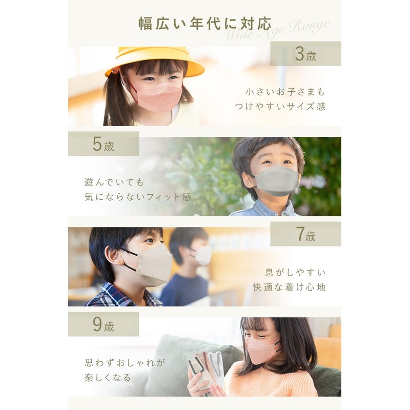 [LaViness] マスク 子供 子供用マスク 不織布 立体 立体マスク 30枚 (オールドレース×ブラック)