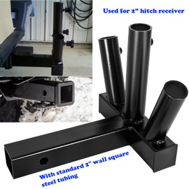 Upgrade Hitch Mount 3 Flag Pole Holder Heavy Duty Universal Flagpole Holder Truck Bracket for 2" Trailer Receiver (Hitch Pin and Clip Included)