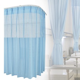Ward Privacy Curtain with Flat Hooks - Patients Room Cubicle Divider for Med Clinic SPA Lab Beauty Salon, Not Include Track, 1 PCS