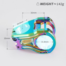 SRUOEC 31.8 * 28.6mm Bike Stems, Mountain Bike Stem, 35mm Short Stems for Most Bicycle, Road Bike, Downhill Bike, MTB, BMX (Aluminum Alloy, Oil Slick)