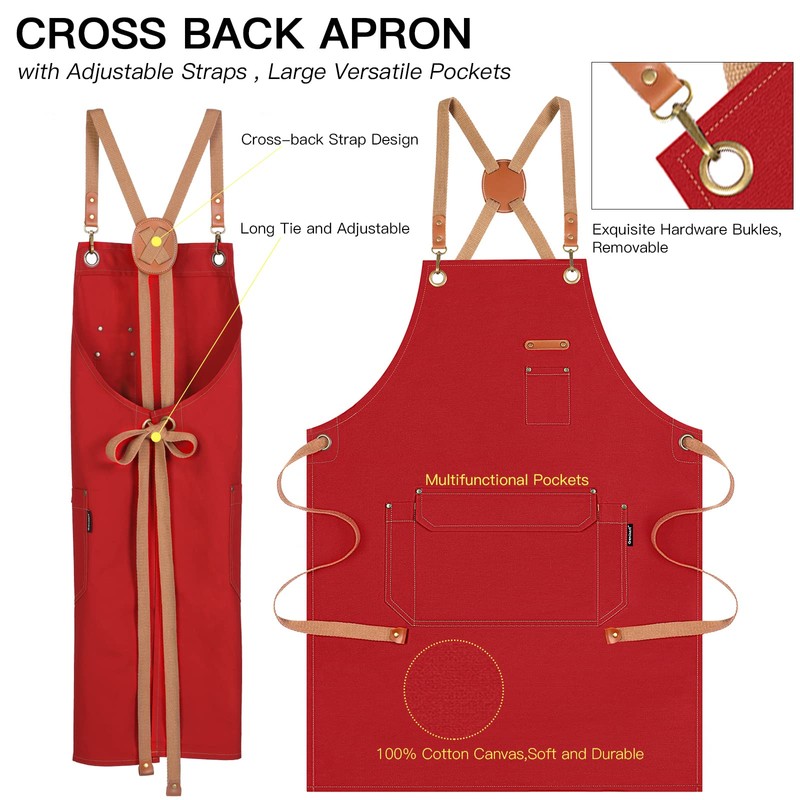 Genixart Chef Apron for Men Women with Gift Box Pack,