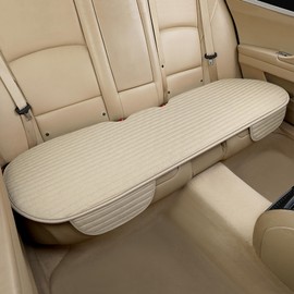 Car Seat Cover Universal Rear Seat Cover for Car Accessories with Storage Pocket Warm in Winter Cool in Summer Bottom Seat Protector for Most Automotive, SUV, Truck, and Van (1PC Rear/Beige)