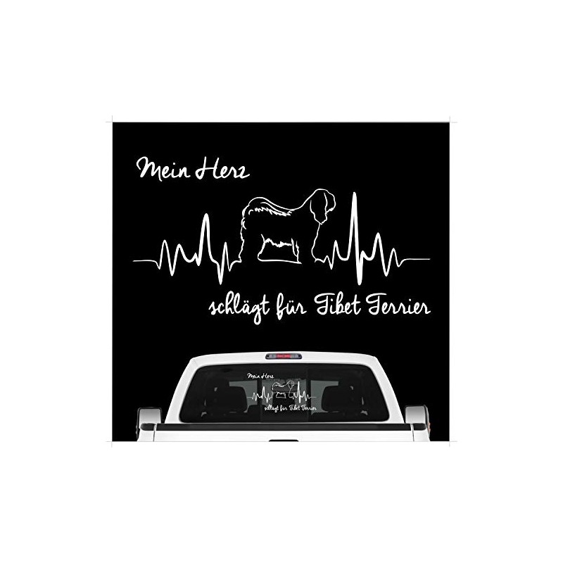 siviwonder Tibet Terrier Tibetan Sticker Car Heart Heartbeat Dog Sticker