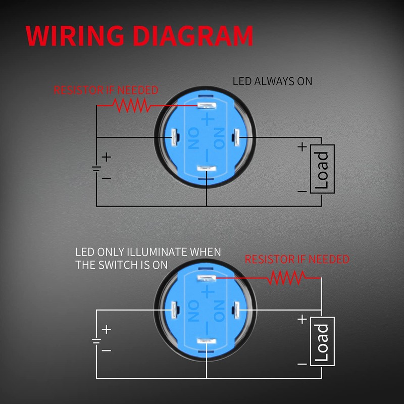DaierTek 6pcs 12V Latching Push Button Switch LED Blue 12mm