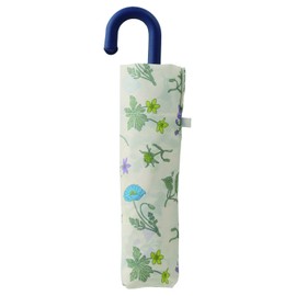 Miyajima Folding Umbrella, 21.7 inches (55 cm), Windproof Ribs, Botanical Flower, Beige x Sky [14870]
