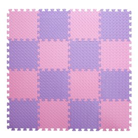 Tamiplay 16Pcs Foam Floor Mats for Kids, 12 x 12 Inch EVA Foam 0.4 Inch Thick Square Interlocking Floor Mats Rubber Play Mat for Toddlers(Pink/Purple)