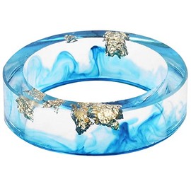 Jude Jewelers 8mm Ocean Style Transparent Plastic Resin Wedding Band Cocktail Party Ring (Blue, 8)