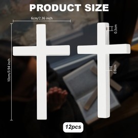 OLYCRAFT 12 Pcs 10x6cm White Simple Wooden Cross Wall Cross for Religious Flat Solid Cross From Wall Hanging Wooden Carved Cross Wooden Wall Cross for Home Room Decoration
