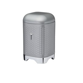 KitchenCraft Lovello Textured Tea Caddy with Geometric Hexagon Pattern, 11 x 11 x 19 cm (4.5" x 4.5" x 7.5") - Shadow Grey