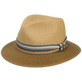 Stetson Romaro Toyo Traveller Straw Hat Men – Summer Hat Made of Viscose – UV Protection 40+ – Wide Brim – With Striped Grosgrain Ribbon Set – Sun Hat – Men's Hat – Spring/Summer, brown