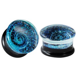 COOEAR Glass Plugs And Tunnels Galaxy Piercing Flared Expander Stretchers Pair Gift Packed Jewelry Size 2g(6mm) to 1 Inch(25mm).