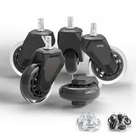 Replacement Office Chair Wheels for Carpet, Wood & Tile, Set of 5 - Premium Quality Office Chair Casters for Work & Gaming Chair - Smooth & Noise-Free Rubber Wheel for Office Chair