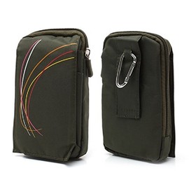 DFV mobile® Multi-Functional Vertical Stripes Pouch Bag Case Zipper Closing Carabiner for => Highscreen Boost 3