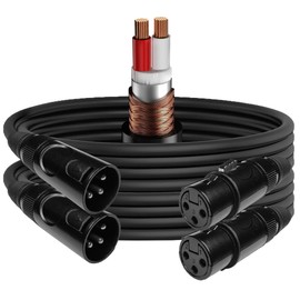 EMB 2-Pack Pro 16AWG 8mm 15 Feet 100% OFC Free Copper XLR Balanced Shielded Mic Audio Cable