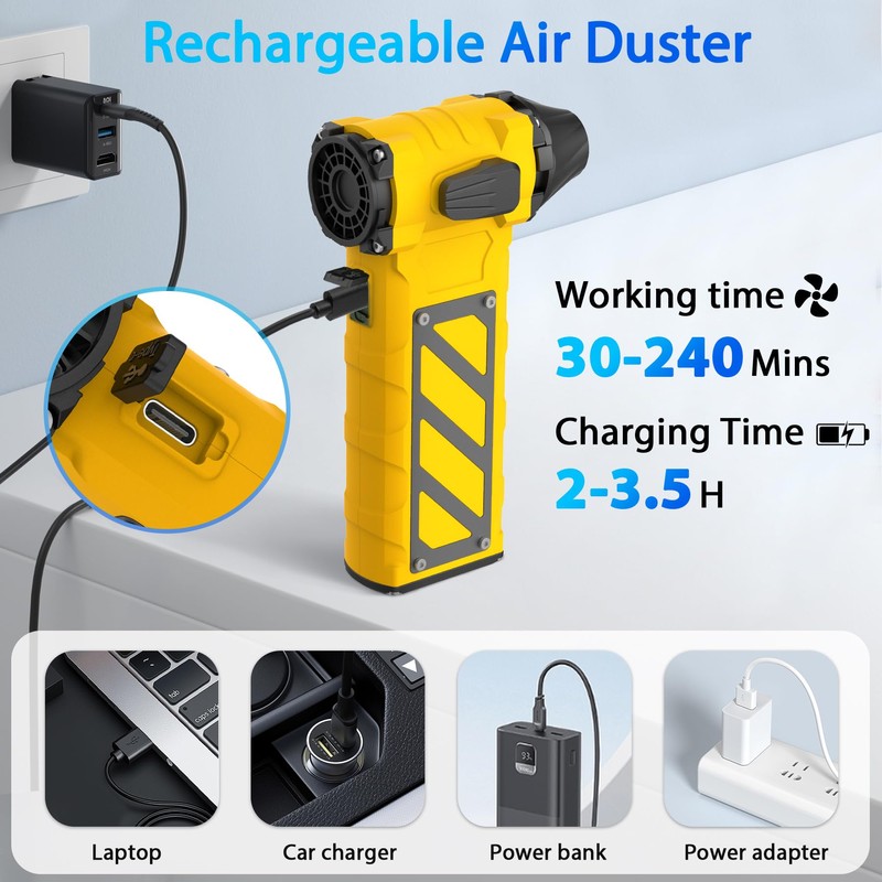 Electric Air Duster-Compressed Air Duster,60mph Wind Stepless Speed Canned Air