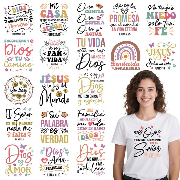 Spanish Bible Verse Iron on Transfers - 20Pcs Falueqg Dtf