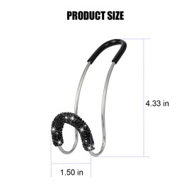 KHGUZ Bling Car Headrest Hook, 2PCS Crystal Rhinestone Vehicle Seat Purse Bag Organizer Hanger, Diamond Automotive Backseat Storage Holder Hook Accessories, Universal for SUV Truck Van (Black)