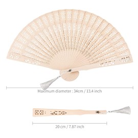 Pack of 3 Bamboo Hand Fan Wedding Fan Decoration Folding Fans Hand Folding Fan Vintage Handheld Folding Fan Chinese Fan with Tassels for Men Women Wedding Party Gifts