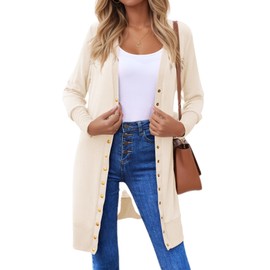 Halife Cream Colored Cardigans for Women Lightweight Long Sleeve Button Down Cardigan Women's Fall Cardigan Outfits XL