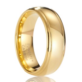 SOXEMAN Golden luxury men's and women's tungsten carbide wedding rings with a width of 8mm, suitable for weddings, engagements, anniversaries, and gift giving (5)