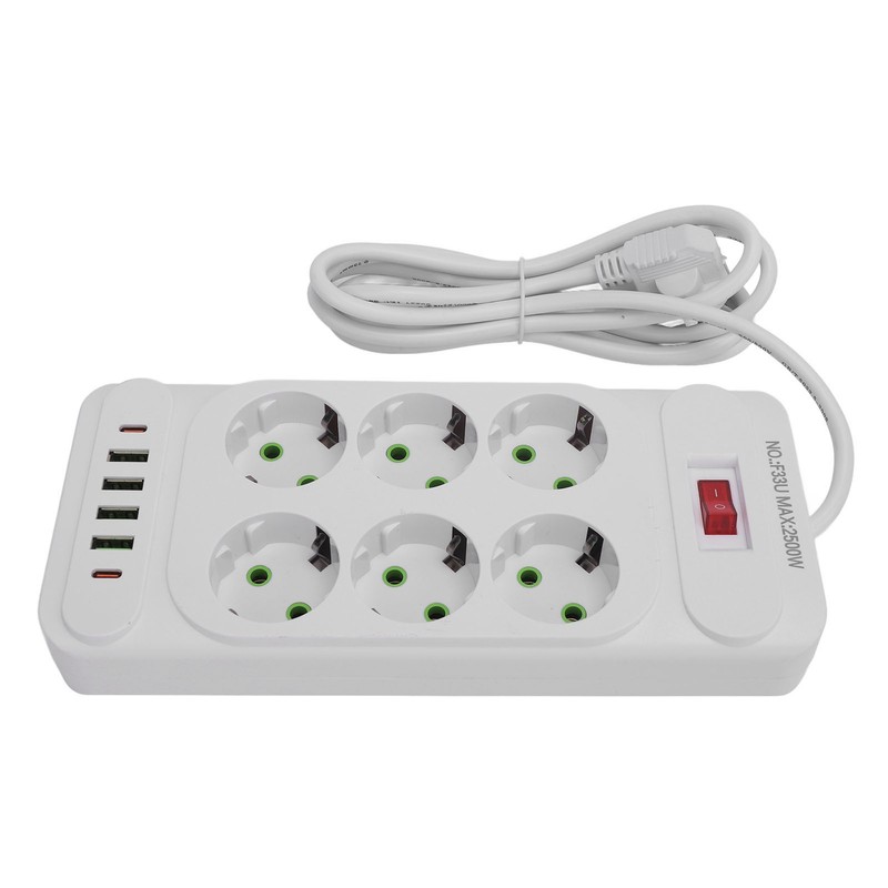 Power Strip 6 Outlets 4 USB 2 Type C Ports