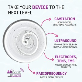 Absonic Conductive Gel for Cavitation & Electrodes, Body Devices – Compatible with TENS, EMS & RF Tools – Ultrasonic Massagers & Muscle Stimulation – Smooth, Non-Sticky Glide – 2-Pack (8.5 oz Each)