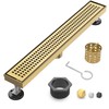 28 Inch Brushed Gold Linear Shower Drain with Adjustable Feet