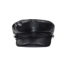 Nanwansu Women Fiddler Cap Newsboy Hat PU Leather Visor Beret Cap Black