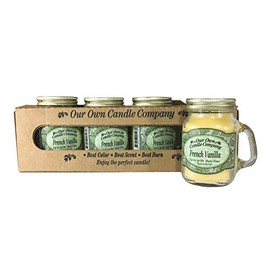 Our Own Candle Company French Vanilla Scented Mini Mason Jar Candle by, 3.5 Ounce (4 Pack)