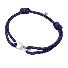 Kuzzoi Men's Oval Interlocking Link Bracelet 925 Sterling Silver Maritime Nylon Bracelet Blue Length 19 cm - 21 cm Adjustable, Nylon Sterling Silver