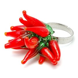 JOE COOL Ring Hot Red Chilli Cluster Made With Glass