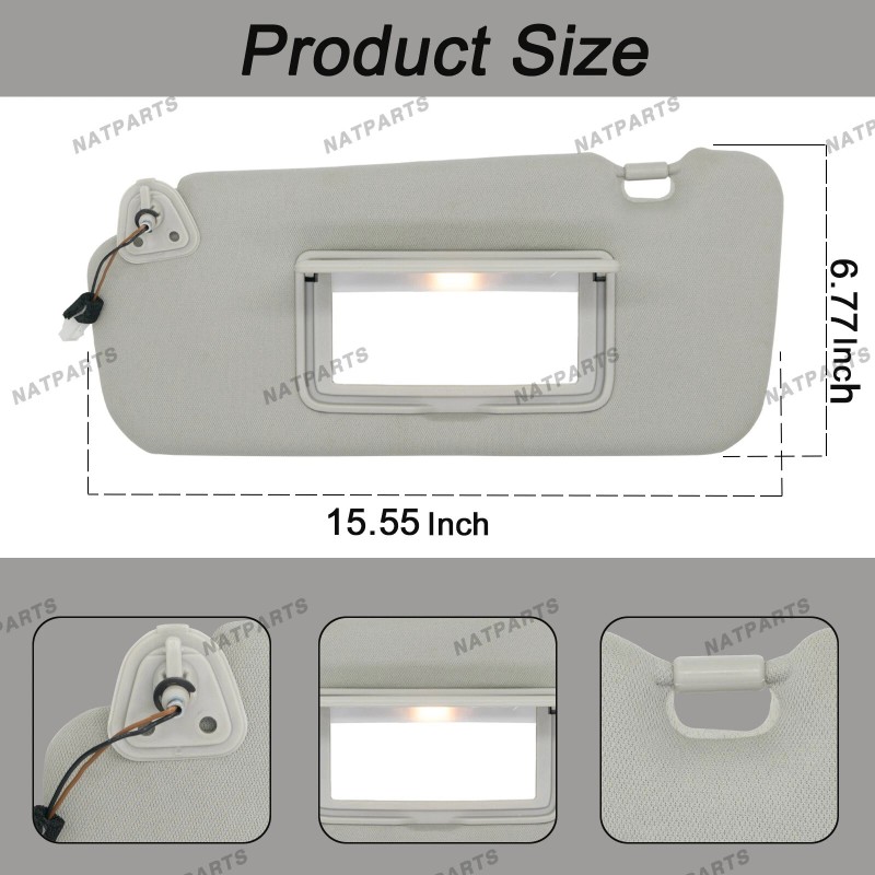 Unbranded Left Driver Side Sun Visor W/ Light Fits for