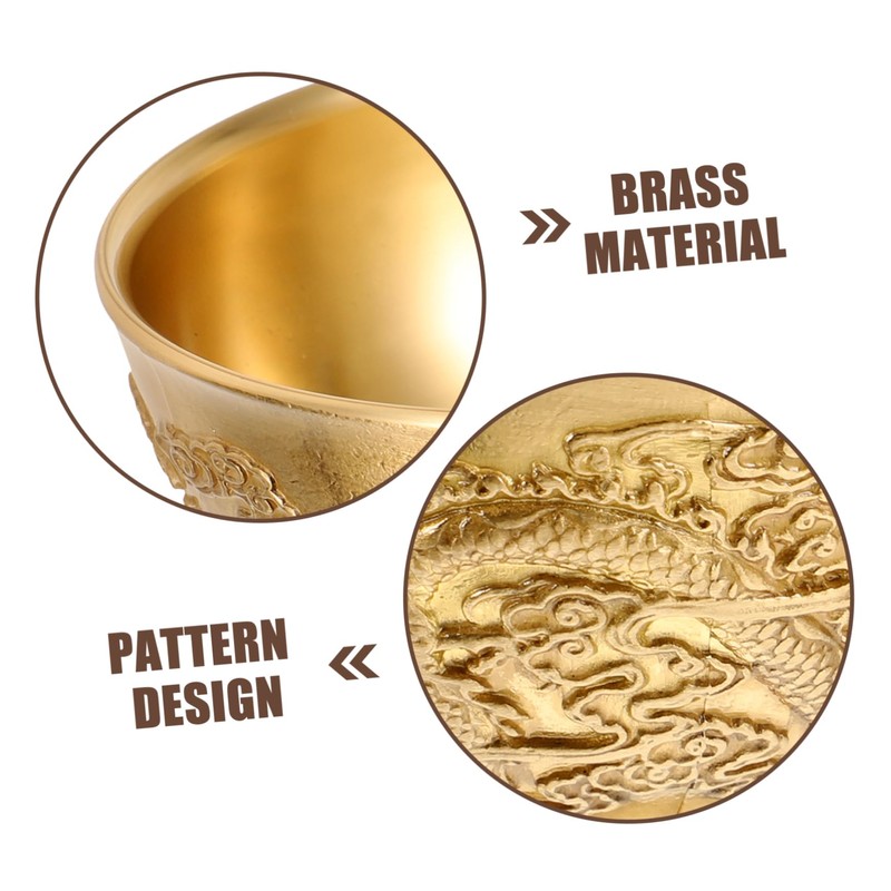 Levemolo Classic Chinese Bowl Brass Treasure Bowl Dragon Design Perfect