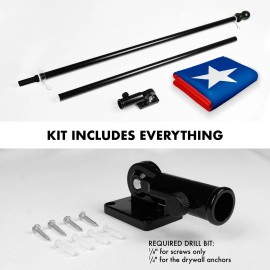UD_G128 Combo Pack: 6 Feet Tangle Free Spinning Flagpole (Black) Chile Chilean Flag 3x5 ft Printed 150D Brass Grommets (Flag Inc