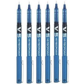 Pilot BX V5 Hi-Tecpoint Tintenroller, extra feine 0,5 mm Spitze, 0,3 mm Strichbreite, 6 Stück blau
