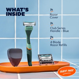 Dollar Shave Club Dollar Shave Club | The Guest Pass Shave Set | 2 Swift Rinse Refill Cartridges, 1 Handle (Green), 1 Razor Cover