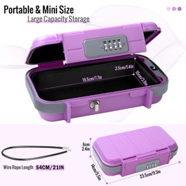 WACCET Portable Safe Box with Code, Combination Security Case Lock Box Waterproof Anti-Theft Mini Travel Safe with Removable Wire Rope Security Safe Box for Home, Office, Hotel, Cars,Travel etc