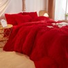 HAIHUA Red Fluffy Twin Comforter Cover Set，Faux Fur Red Girls