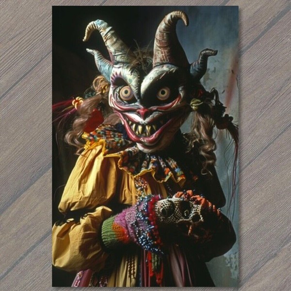 4x6" Clown Weird Scary Makeup Monster Halloween Cult Unusual Mask