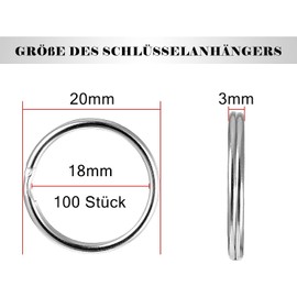 Key Rings 20 mm, 100 Pieces Key Rings Stainless Steel Key Rings Metal Split Rings for Key Rings Crafts, Car, Home, Key Accessories