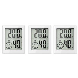 Room Climate Station, Set of 3, Temperature and Humidity Display, Comfort Indicator, Digital Thermometer and Hygrometer (White)