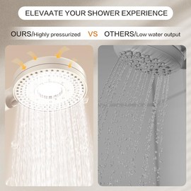 MIKEE High Pressure Shower Head with Filter, 5 Spray Settings, PP Cotton Filter Cartridge, White