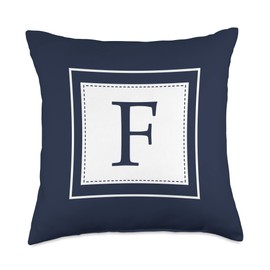 Monogram Letter F Alphabet F Initial Navy Blue Throw Pillow