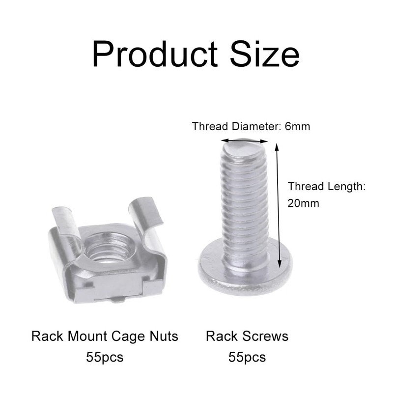 Set of 55 Cage Nuts, Mounting Screws, Cage Nuts and