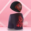 a919 Plus Size Men's Swim Trunks with Fashion Flame Swim Cap, Nylon Hot Spring 4XL [85.00 Kg-105.00 Kg]/No. 4 Blue Flame 10ea