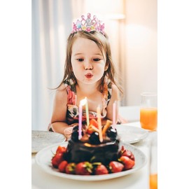 2nd Birthday Crown for Girls, Headband for Girls, Tiara Decoration Crown with Mermaid Pink for 2 Year Old Disposable