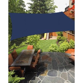 RisQiten Navy Blue Sun Shade Sail 8'x10' Rectangle Outdoor Shade Canopy, Modern Pure Navy Blue Porch Shades Outdoor Sun Blocking Screen, Sunshade Cloth Covers for Patio/Deck/Garden