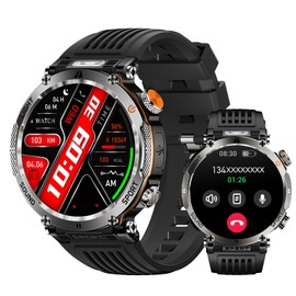 YoYoFit Smart Watch, 30 Days Extra-Long Battery, IP68 Waterproof, 1.7" Ultra Large HD Display, Rugged Military Outdoor Sports Smartwatch with Flashlight Compass SOS, Compatible for Android and iOS