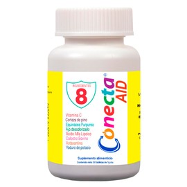 Conecta AID - Suplemento con Vitamina C, Equinácea y Ajo Desodorizado | Apoyo al Sistema Inmune y Defensas con Pine Bark y Calostro Bovino | 30 Tabletas | Protección Antioxidante para Adultos